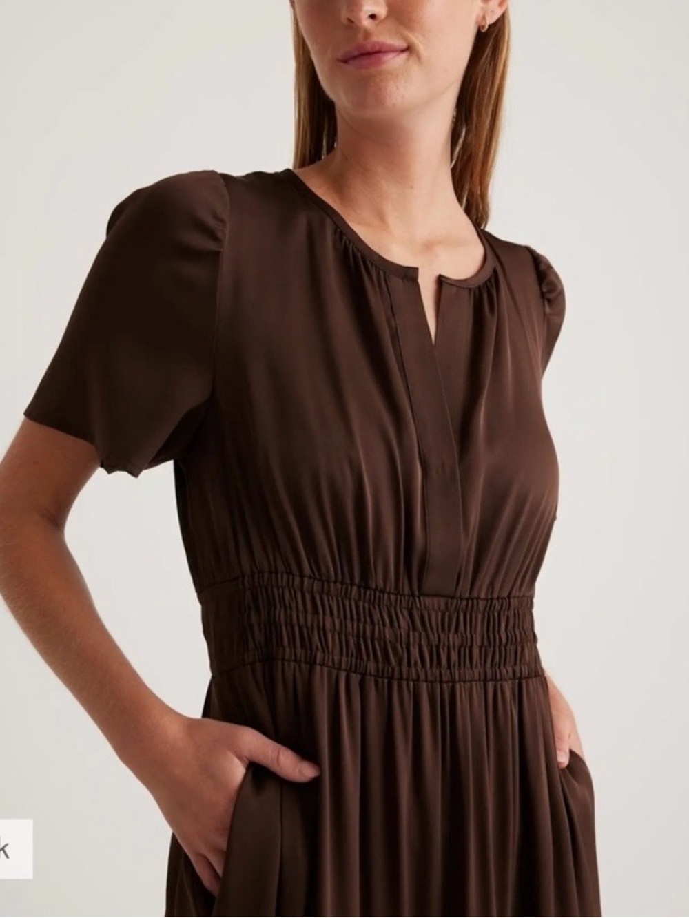 Quince Washable Stretch Silk Tiered Maxi
Dress, Small, Brown/Hot Fudge - Picture 2 of 8